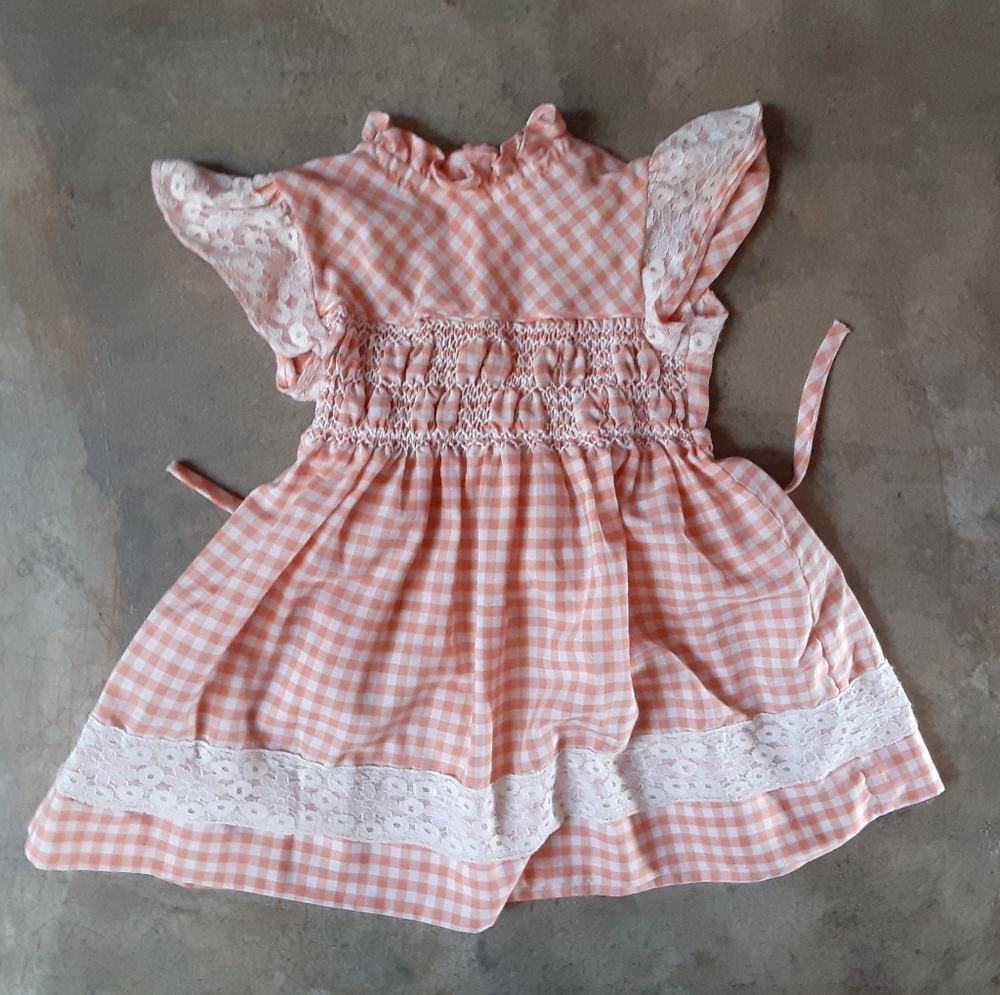 Vintage Toddler Girl Smocked Gingham Dress 3T Spring Easter